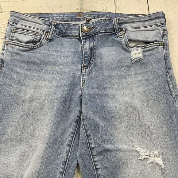 Kut from the Kloth Women's Size 8 Blue Low-Rise Distressed Skinny Jeans - Picture 4 of 10